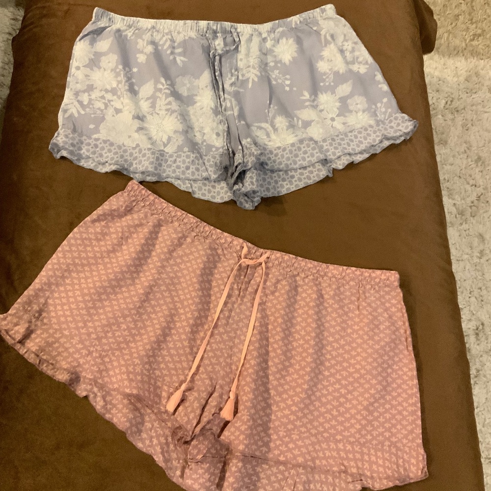Gillian & O’Malley Pink Blue L Sleep Shorts Cottagecore Coquette Coastal